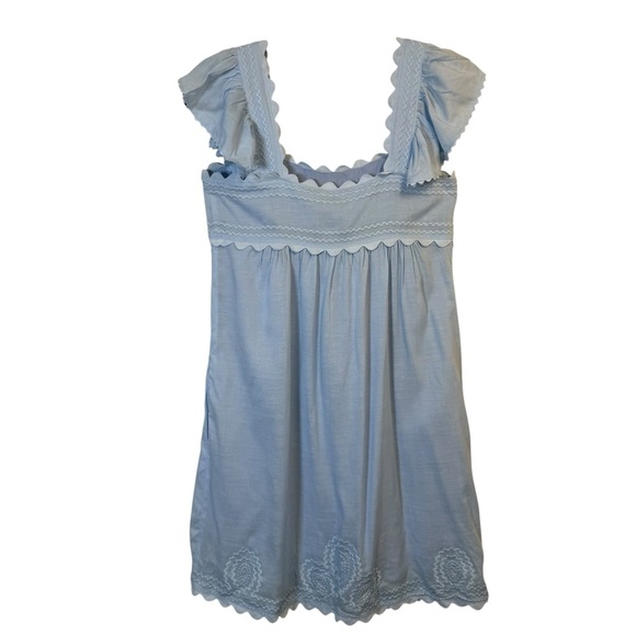 J. Marie Collection Ryan Baby Blue Embroidered Flutter Sleeve Sun Dress Size XS - Picture 1 of 10